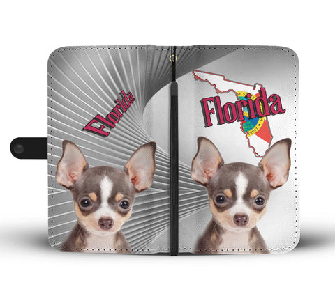 Chihuahua Dog Print Wallet CaseFL State