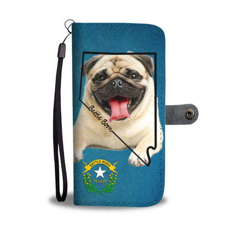 Pug Dog Print Wallet CaseNV State