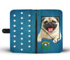 Pug Dog Print Wallet CaseNV State