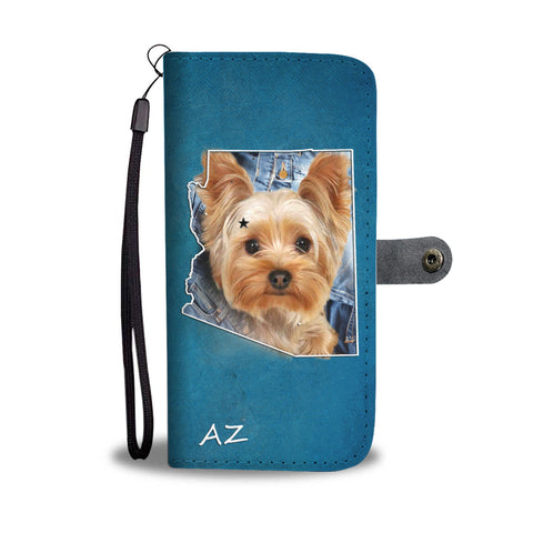 Cute Yorkshire Terrier Print Wallet Case AZ State