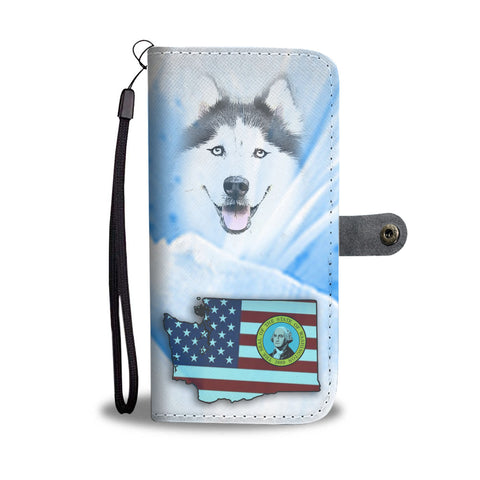 Siberian Husky Print Wallet CaseWA State