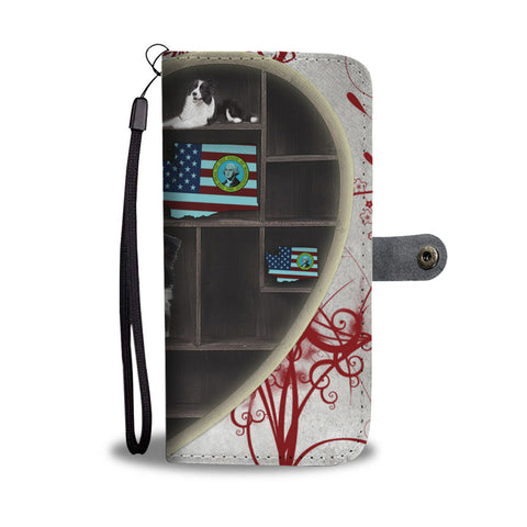 Border Collie Heart Storage Print Wallet CaseWA State