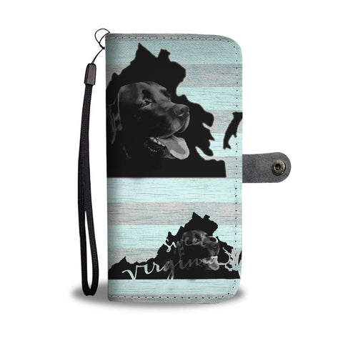 Black Labrador Dog Print Wallet CaseVA State