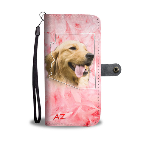 Golden Retriever On Pink Print Wallet CaseAZ State