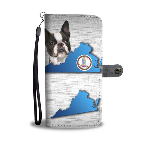 Boston Terrier Dog Print Wallet CaseVA State