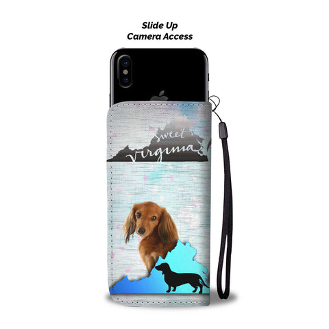 Dachshund Dog Print Wallet CaseVA State