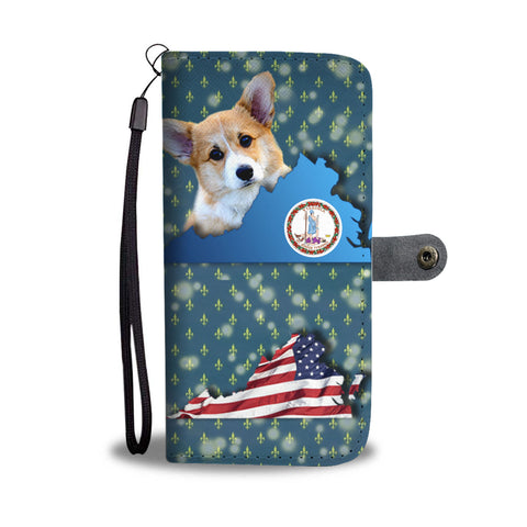 Pembroke Welsh Corgi Dog Print Wallet CaseVA State