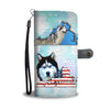 Siberian Husky Dog Print Wallet CaseVA State