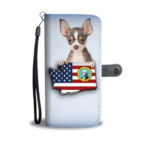 Chihuahua Dog Print Wallet CaseWA State