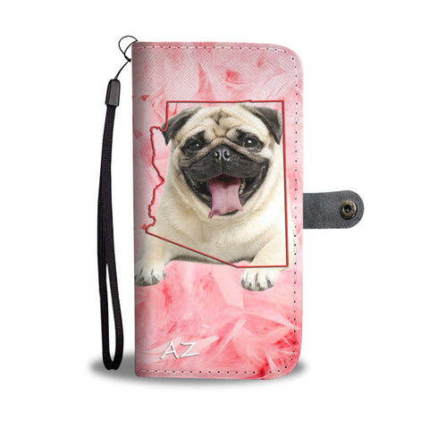 Lovely Pug Print Wallet CaseAZ State