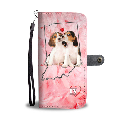 Cute Beagle Dog Print Wallet CaseIN State