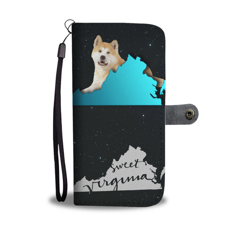 Akita Dog Print Wallet CaseVA State