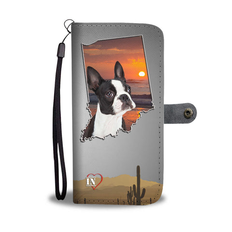 Lovely Boston Terrier Print Wallet CaseIN State