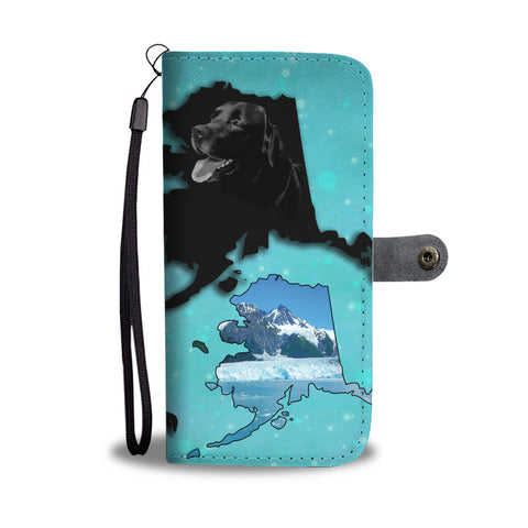 Black Labrador Retriever Dog Print Wallet CaseAK State