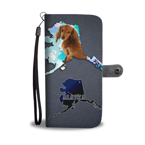 Cute Dachshund Dog Print Wallet CaseAK State