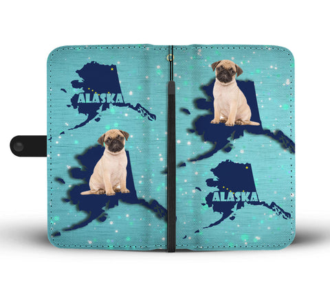 Cute Pug Dog Print Wallet CaseAK State
