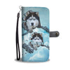 Siberian Husky Dog Print Wallet CaseAK State