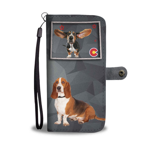 Cute Basset Hound Print Wallet CaseCO State