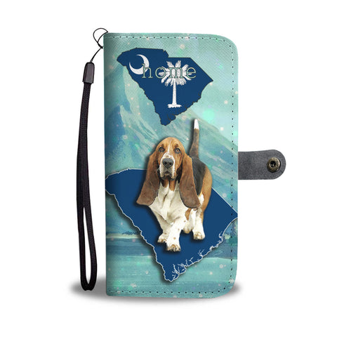 Cute Basset Hound Dog Print Wallet CaseSC State