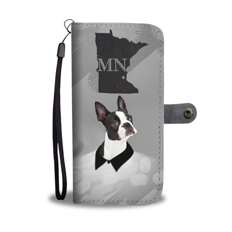 Boston Terrier Print Wallet CaseMN State