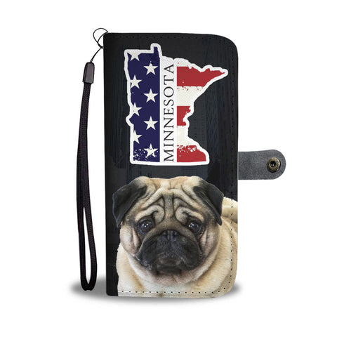 Pug Dog Print Wallet CaseMN State