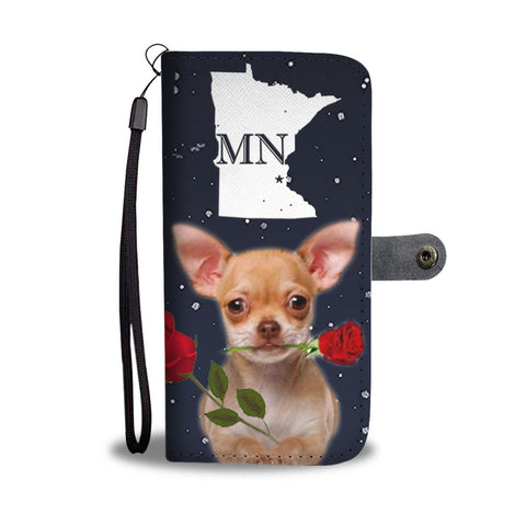 Chihuahua With Rose Print Wallet CaseMN State