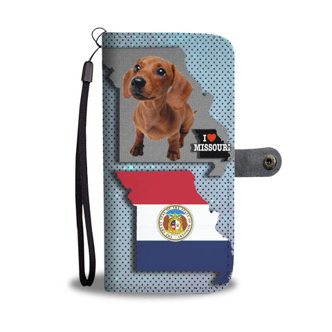 Cute Dachshund Dog Print Wallet CaseMO State
