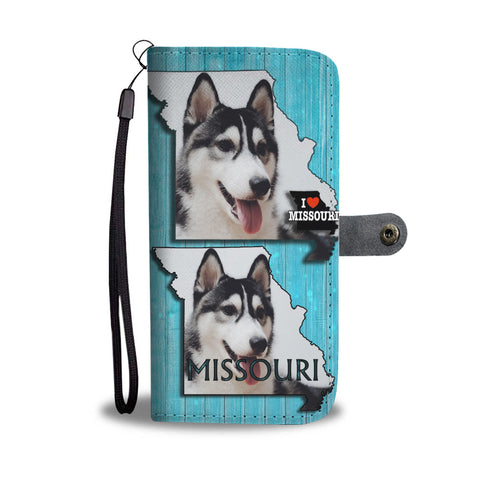 Siberian Husky Print Wallet CaseMO State