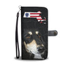 Black Saluki Dog Print Wallet CaseMA State