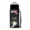 Black Saluki Dog Print Wallet CaseMA State