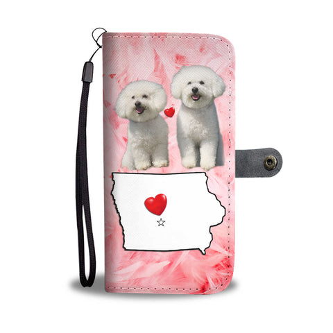 Lovely Bichon Frise Print Wallet Case IA State