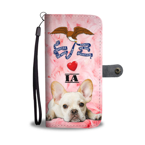 Cute French Bulldog Print Wallet Case IA State