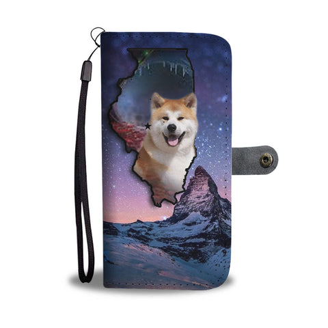 Akita Dog Print Wallet CaseIL State