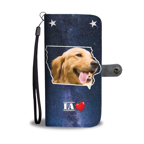 Cute Golden Retriever Print Wallet CaseIA State