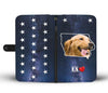 Cute Golden Retriever Print Wallet CaseIA State