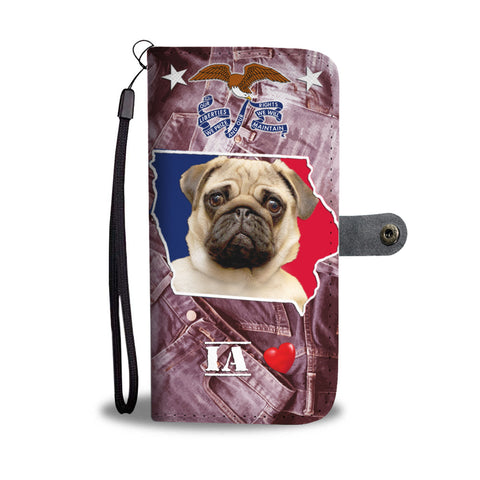 Lovely Pug Dog Print Wallet CaseIA State