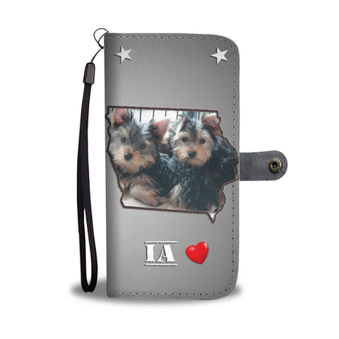 Lovely Yorkshire Terrier Print Wallet Case IA State