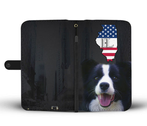 Border Collie Print Wallet CaseIL State