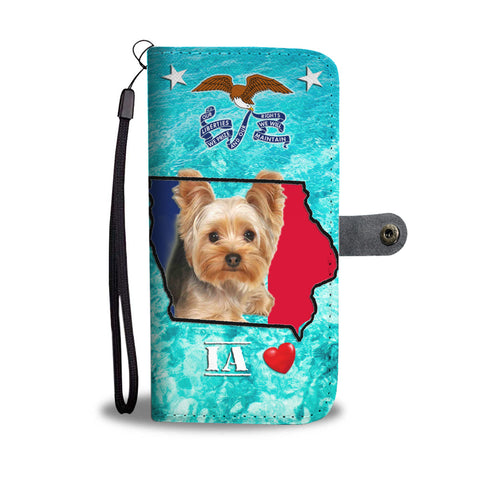 Cute Yorkshire Terrier Print Wallet Case IA State