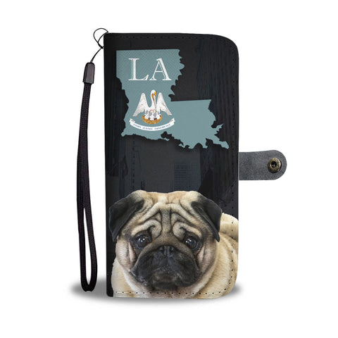 Pug Dog Print Wallet CaseLA State