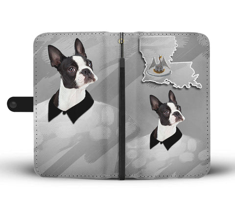 Boston Terrier Print Wallet CaseLA State