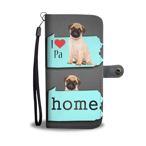 Cute Pug Pug Print Wallet CasePA State