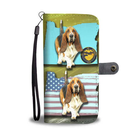 Cute Basset Hound Print Wallet CaseOR State