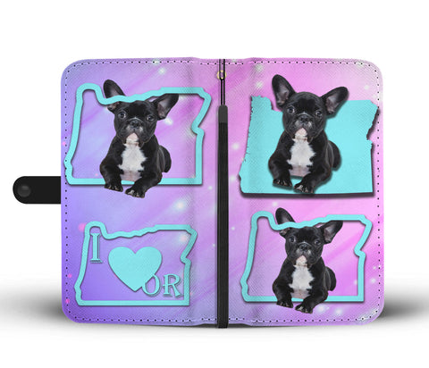 Cute French Bulldog Print Wallet CaseOR State