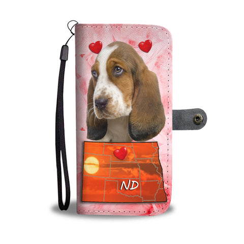 Lovely Basset Hound Print Wallet CaseND State