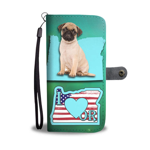 Cute Pug Print Wallet CaseOR State