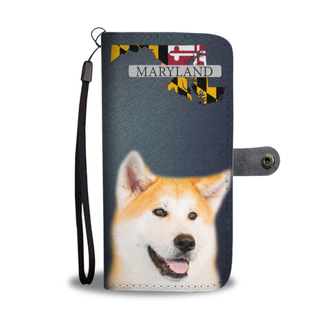 Akita Dog Print Wallet CaseMD State