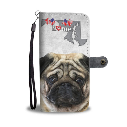 Pug Dog Print Wallet CaseMD State