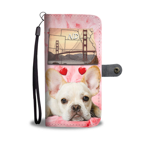 Cute French Bulldog Print Wallet Case ND State