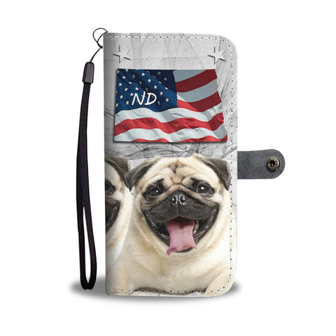 Pug Dog Print Wallet CaseND State